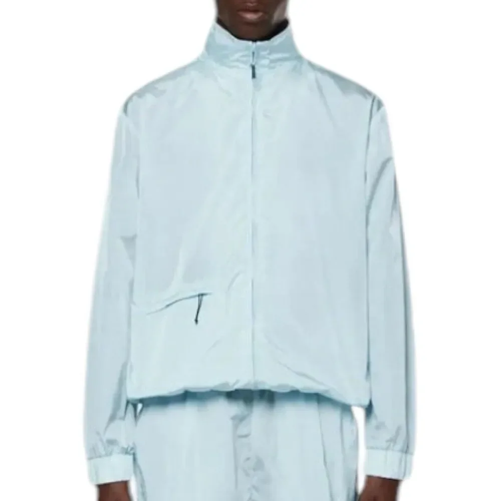 RAINS Track Jacket Mens M Blue Lightweight Sky‎ 18900 Interior Pockets Nylon Zip